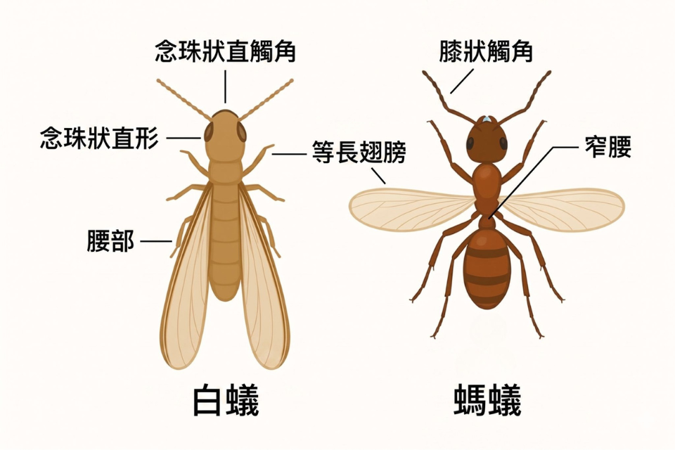 飛蟻 vs 白蟻 vs 螞蟻｜一張表分辨清楚